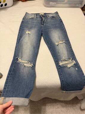 Altar’d State Distressed Mid-Blue Women’s Ripped Jeans